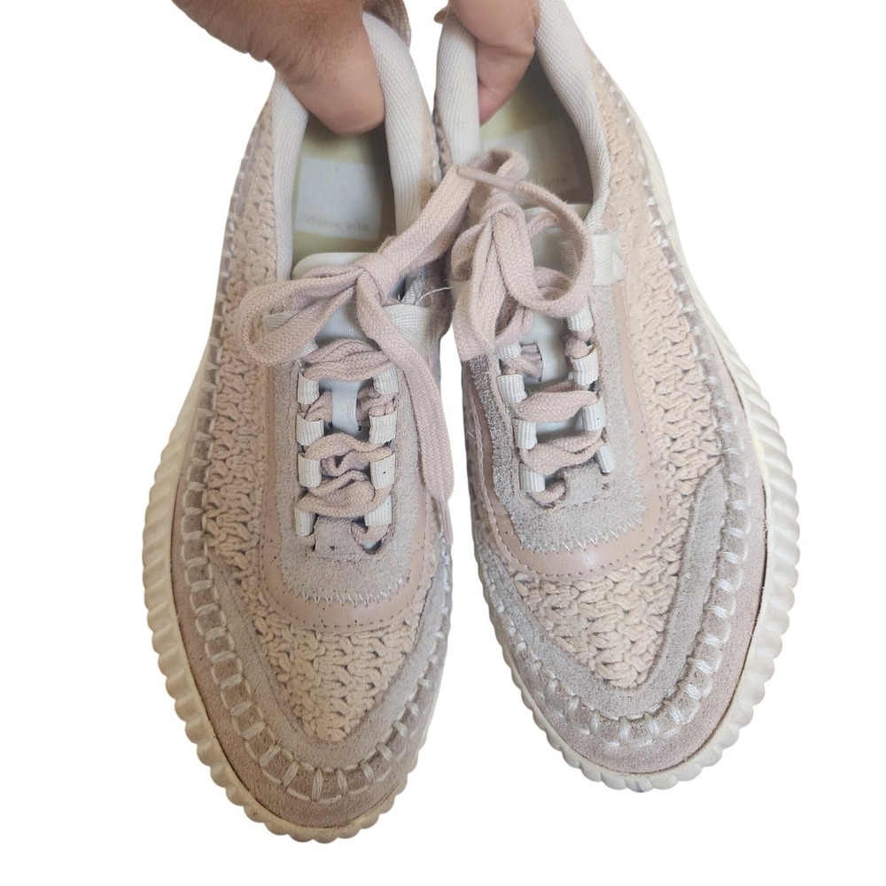 Dolce Vita Zina Crochet Woven Platform Sneakers Sand Blush Womens Size 7